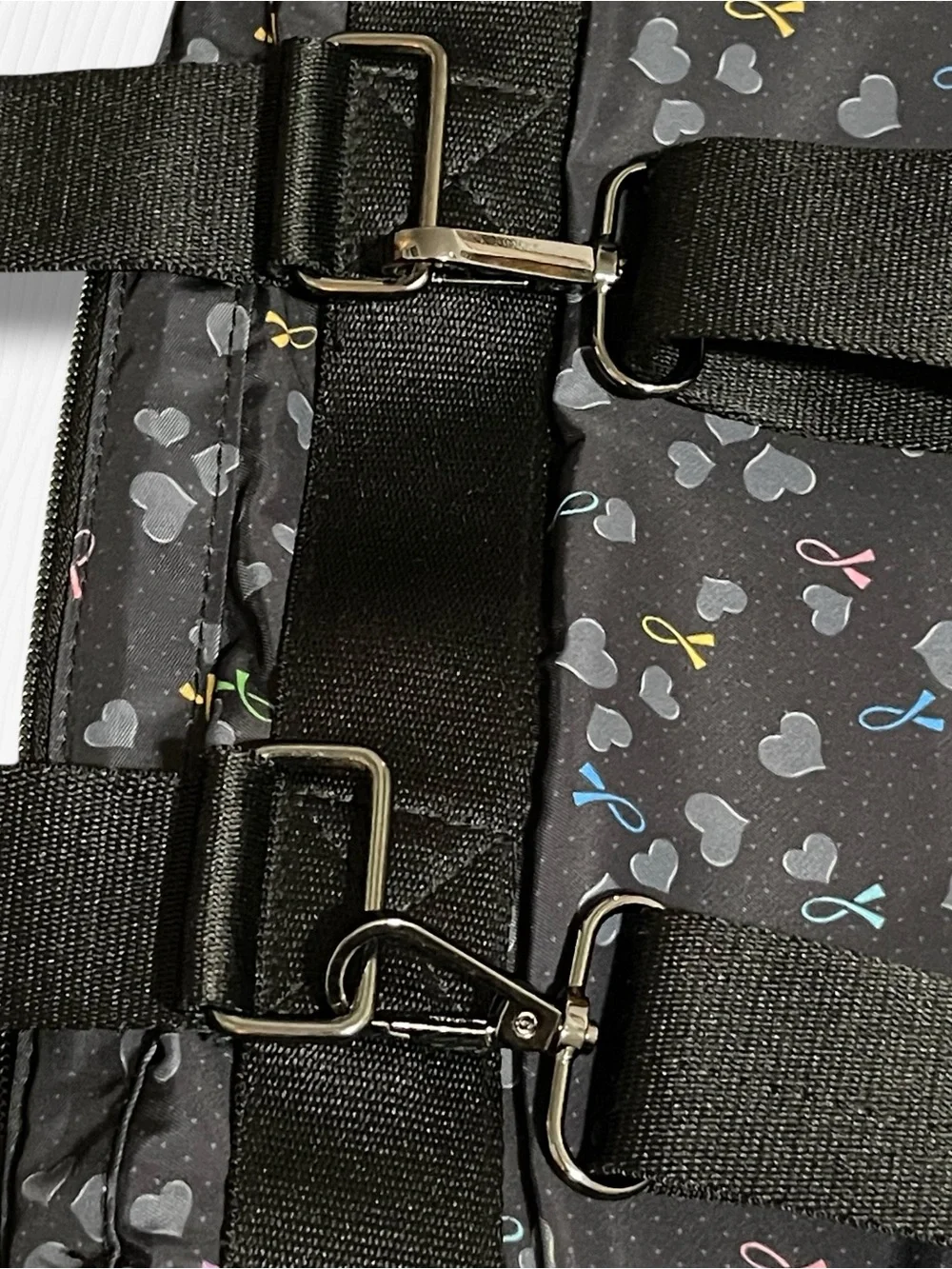 HeartSoul Bella Convertible Backpack Tote Bag Awareness Ribbons Hearts Black